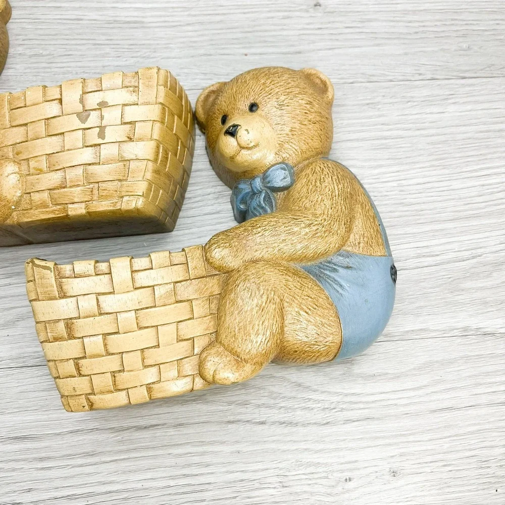Vintage Teddy Bear Wall Shelves: 1980s Burwood Homco Decor (Set of 2)